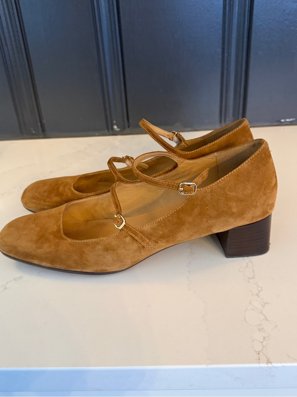 Madewell Nettie Suede Heeled Mary Jane Shoes Mahogany - Picture 5 of 11